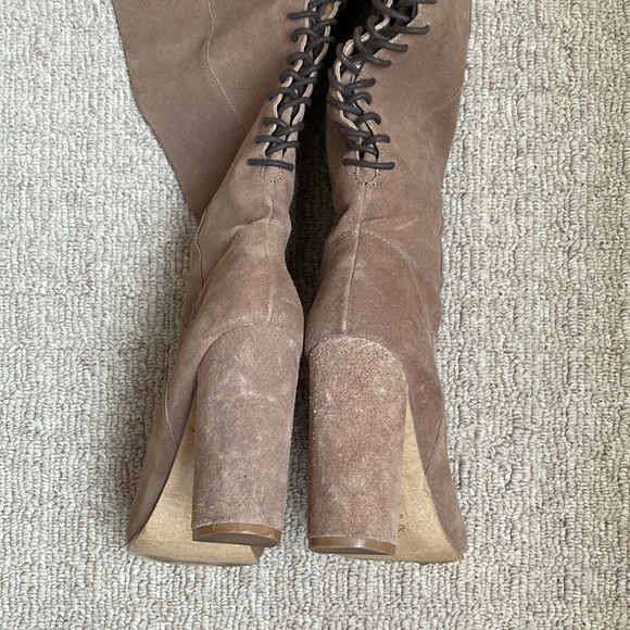 Steve Madden Revolvee Over the Knee Suede Leather Lace Up Block Heel Boho Boots - Picture 8 of 9